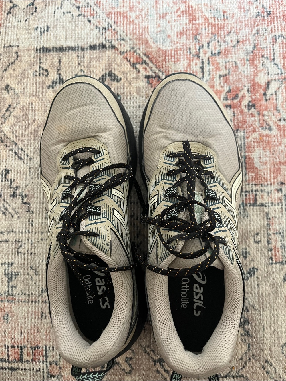 Asics Women’s Ortholite Trail Sneakers in Beige, Black, Navy and Orange Accent - Picture 2 of 4